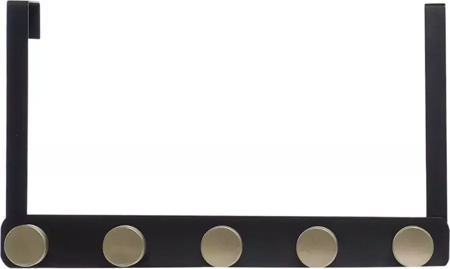 Items Metalen deurkapstok rek zwart met 5 ophangknoppen 33 cm Woonaccessoires Kleding jassen ophangen Handdoeken ophangen Deur kapstokken