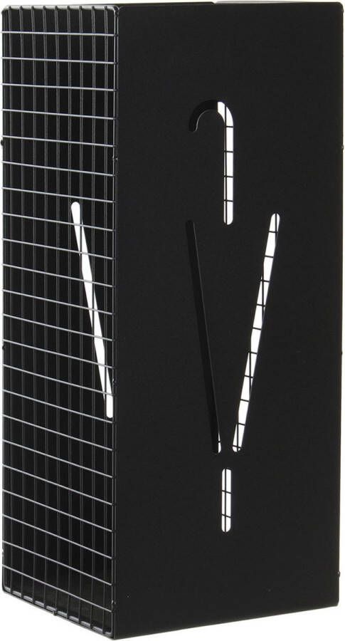 Items paraplubak parapluhouder zwart metaal met decoraties D20 x H47 cm Uitlekbakken voor paraplus