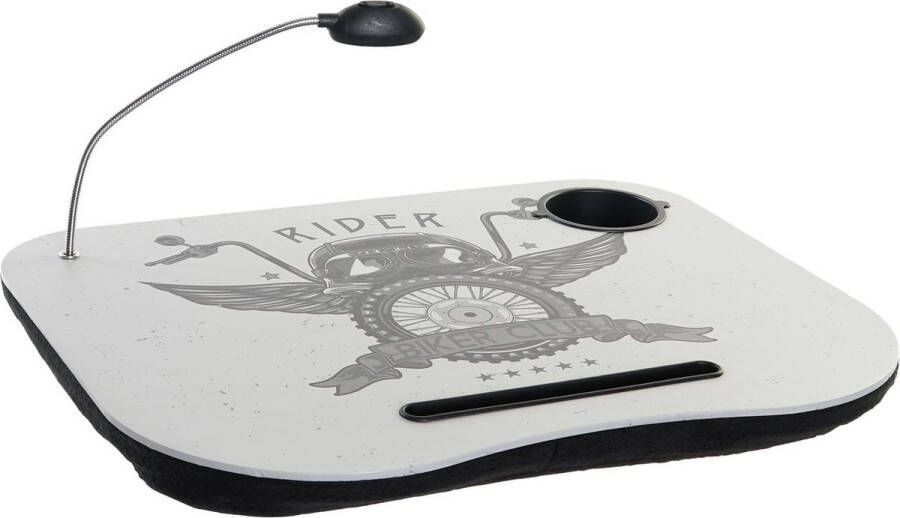 Items Schootkussen laptray biker print met LED lamp en bekerhouder 48 x 38 cm Schoottafel Dienblad voor op schoot