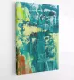 Itsallcanvas Canvas schilderij Abstract art background. Oil painting on canvas. Green and blue texture. Fragment of artwork. Spots of oil paint. Brushstrokes of paint. Modern art. Contemporary art. Productnummer 305357183 115*75 Vertical - Thumbnail 1
