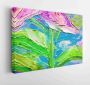 Itsallcanvas Canvas schilderij Delicate flowers lilies. Brushstrokes on canvas. Abstract art. Oil painting on canvas. Fragment of artwork. Spots of paint. Modern art. 422046883 50*40 Horizontal - Thumbnail 2