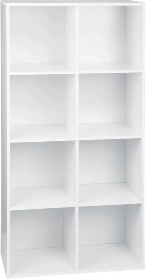 ItsIn Moderne Boekenkast Wit 2 In 1 Model 8 Opbergvakken Organizer Woonkamer Slaapkamer Kantoormeubilair 60x29 5x121