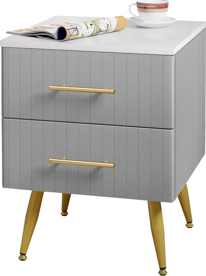 ItsIn Nachtkastje 2 Lades Grijs Commode Dressoir Opslag Slaapkamer Meubelen Laadcapaciteit: 80 kg 40 5x41x51cm