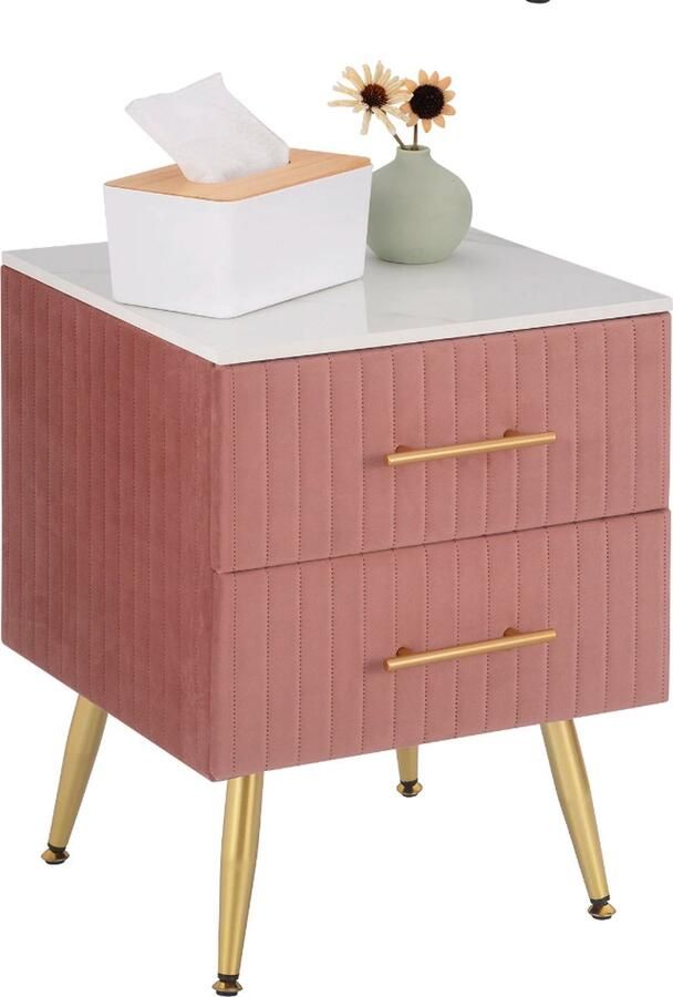 ItsIn Nachtkastje 2 Lades Roos Commode Dressoir Opslag Slaapkamer Meubelen Laadcapaciteit: 80 kg 40 5x41x51cm