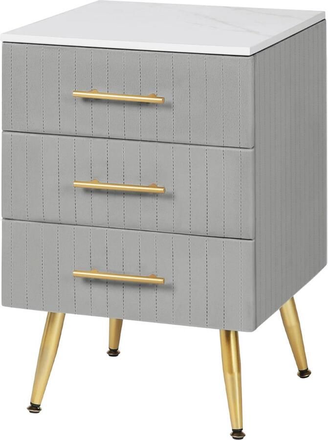 ItsIn Nachtkastje 3 Lades Grijs Commode Dressoir Opslag Slaapkamer Meubelen Laadcapaciteit: 80 kg 40 5x41x62