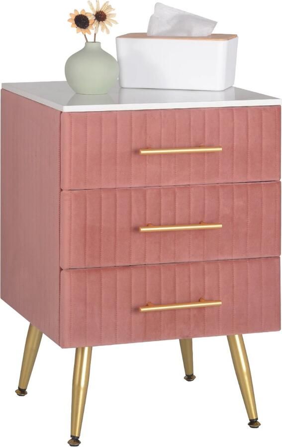 ItsIn Nachtkastje 3 Lades Roze Commode Dressoir Opslag Slaapkamer Meubelen Laadcapaciteit: 80 kg 40 5x41x62