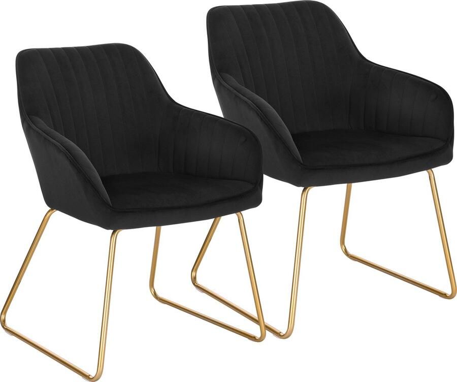 Instinct 2 Luxe Fluwelen eetkamerStoelen Armleuningen Metalen Poten Vintage Nordic Stijl belasting 100kg zwart