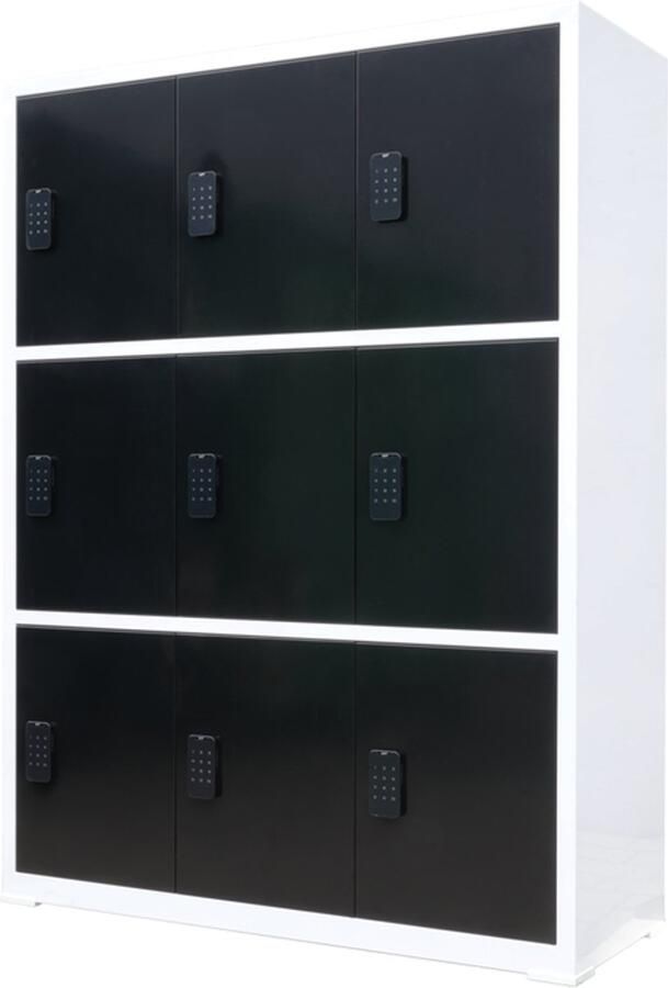 IVOL Lockerkast met digitaal cijferslot Zwart 112x42x150 cm 9 lockers