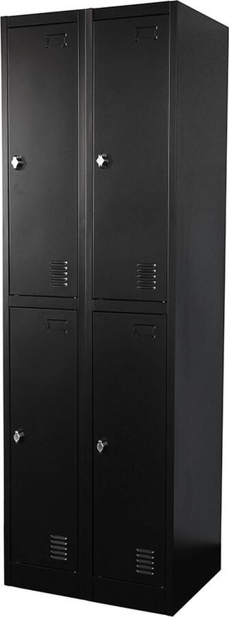 IVOL Metalen Lockerkast Zwart 60x185x45 cm 4 Deurs