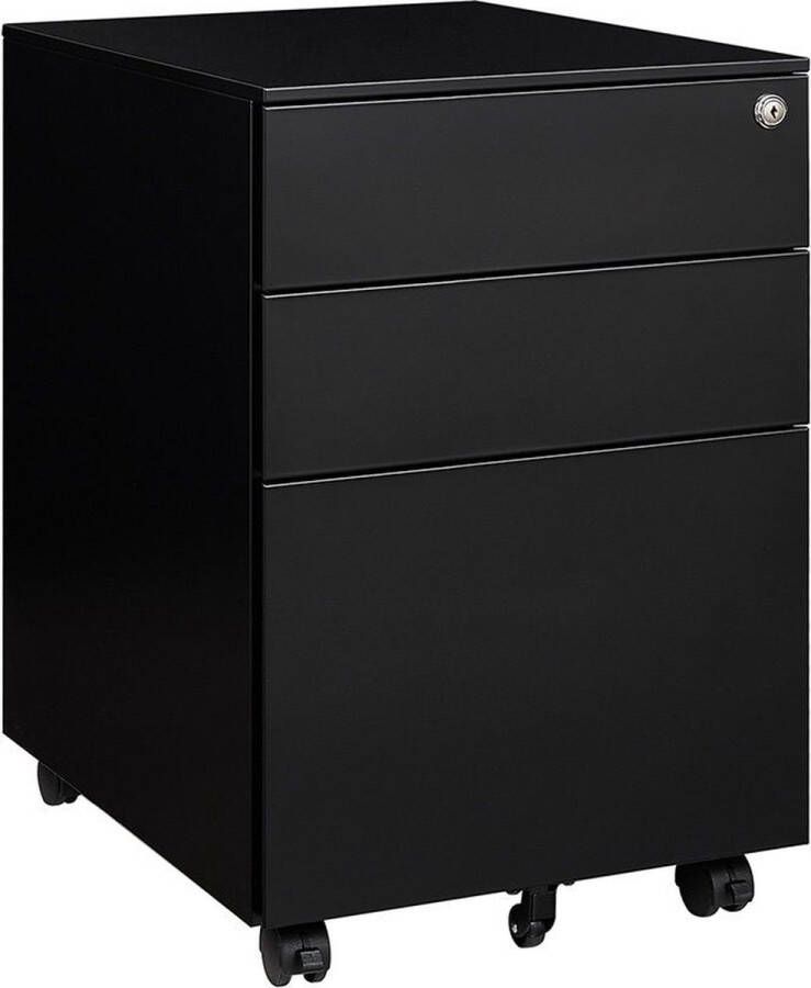 IVOL Ladeblok Bureau Zwart Ladeblok op wieltjes 60 x 39 x 50 cm 3 Lades