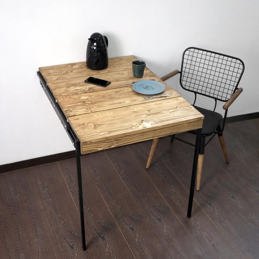 IWA Concept Opklapbare Tafel Keukentafel Wandtafel Murphy Opvouwbare Tafel Wandbureau Bureau Inklapbaar Multifunctioneel bureau & Plank Hout Brown