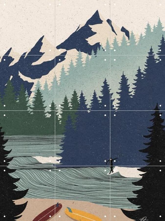 IXXI Secret Spot Fabian Lavater 60 x 80 cm Gratis ophangtool Grote wanddecoratie en posters Illustraties Houtsnede Kleurrijk Woonkamer