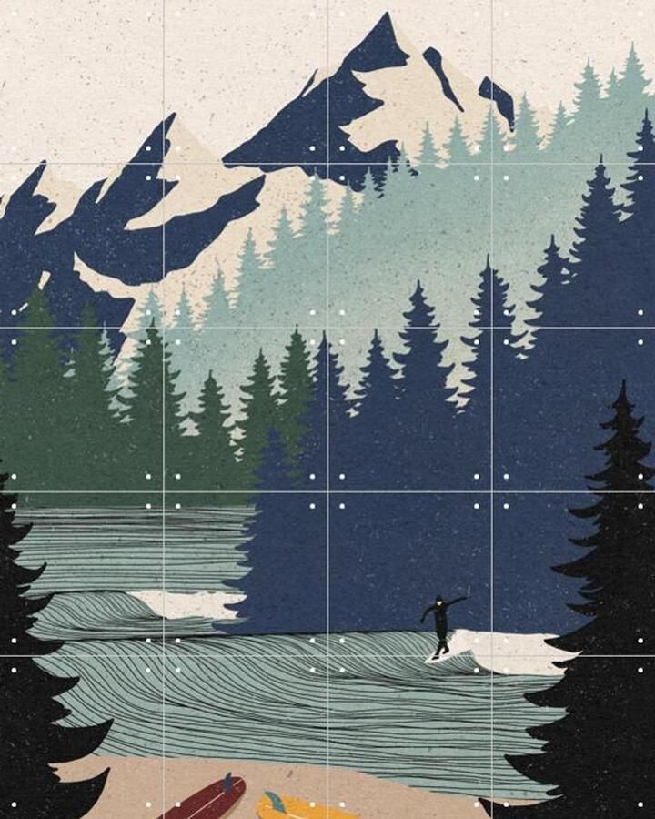 IXXI Secret Spot Fabian Lavater 80 x 100 cm Gratis ophangtool Grote wanddecoratie en posters Illustraties Houtsnede Kleurrijk Woonkamer