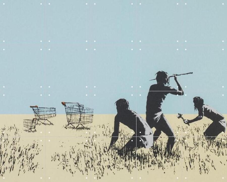 IXXI Trolleys Banksy 100 x 80 cm Gratis ophangtool Grote wanddecoratie en posters Illustraties Pop art Mancave