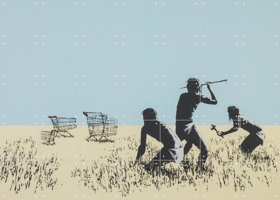 IXXI Trolleys Banksy 140 x 100 cm Gratis ophangtool Grote Wanddecoratie en posters Illustraties Pop art Mancave