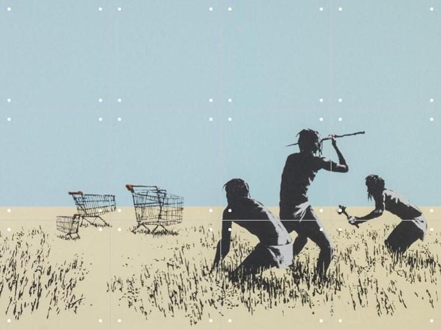 IXXI Trolleys Banksy 80 x 60 cm Gratis ophangtool Grote Wanddecoratie en posters Illustraties Pop art Mancave