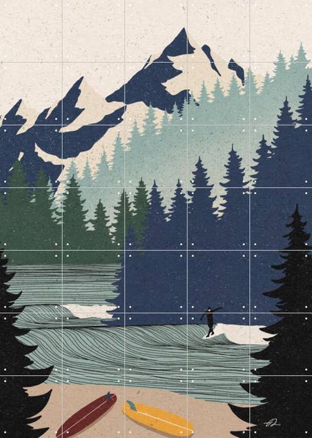 IXXI Secret Spot Fabian Lavater 100 x 140 cm Gratis ophangtool Grote wanddecoratie en posters Illustraties Houtsnede Kleurrijk Woonkamer