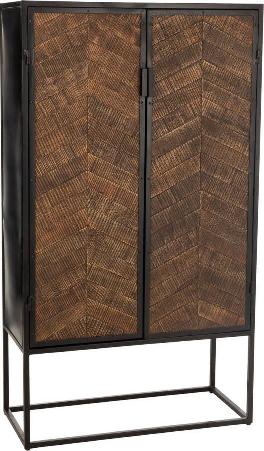 J-Line Barkast Ano Ijzer mango Hout Zwart bruin 90x42x160.5cm