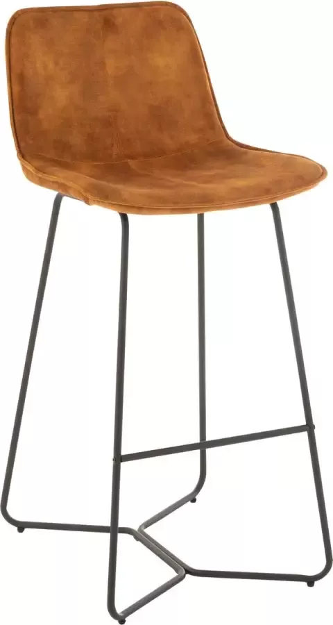 J-Line Barstoel Laurent Metaal Textiel Oker 2 stuks