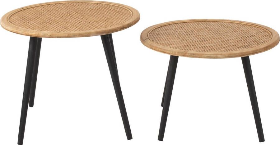 J-Line Set Van Twee Bijzettafel Bamboo Naturel 67x67x56.5cm