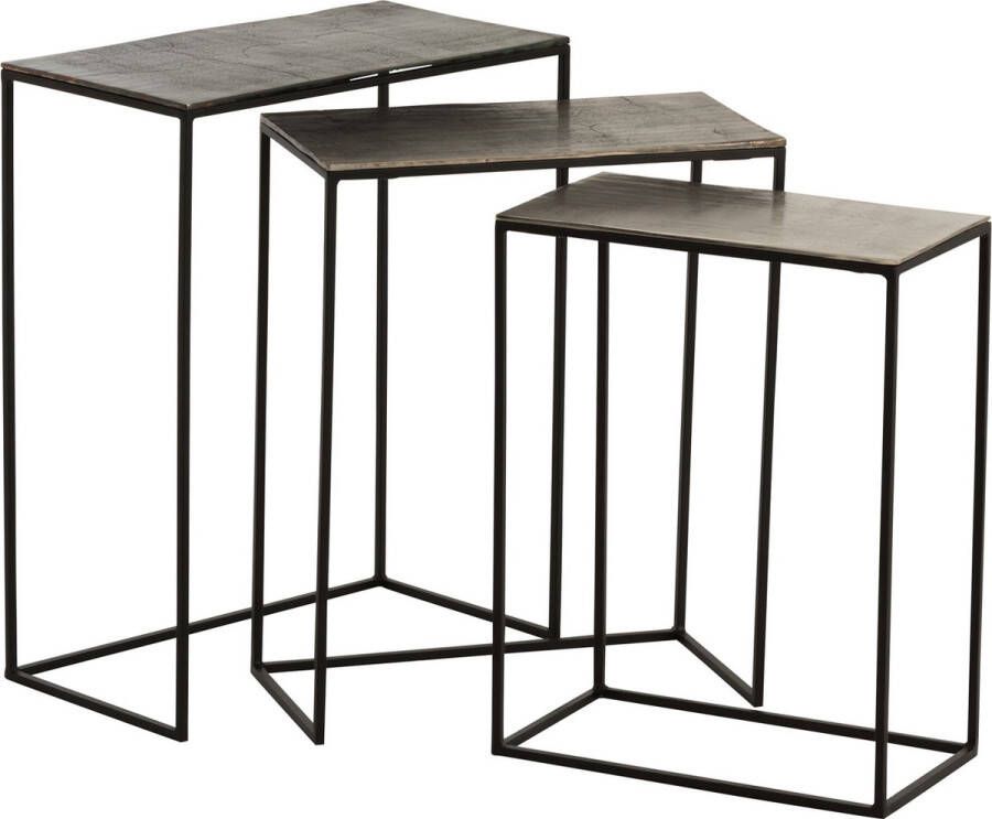 J-Line Set Van 3 Bijzettafels Rechthoekig Aluminium Zwart mix 53x29x66cm - Foto 2