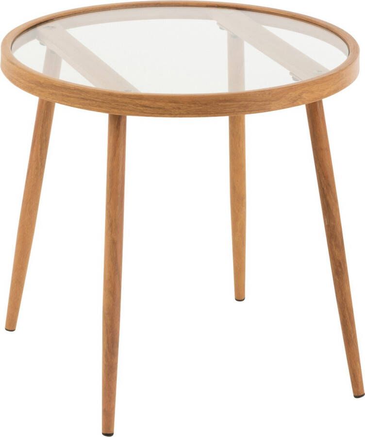 J-Line Bijzettafel Rond Metaal Glas Naturel