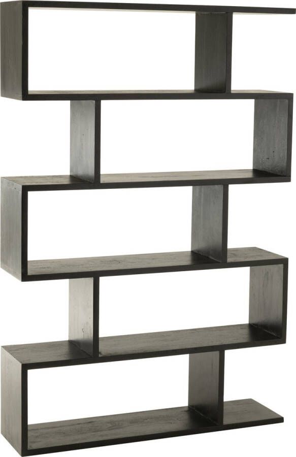 J-Line Boekenkast Verticaal Latten Mango Hout Matte Zwart 120x30x180cm