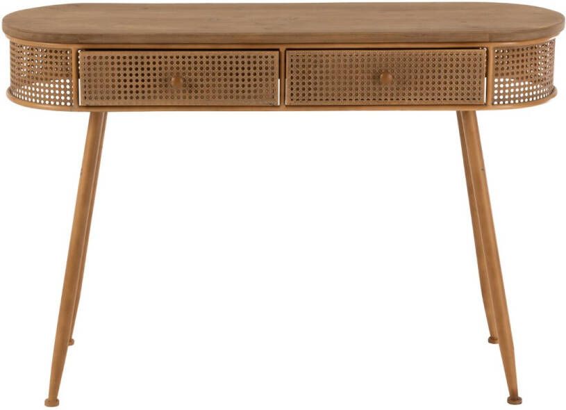 J-Line Console 2 Lades Metaal Hout Bruin