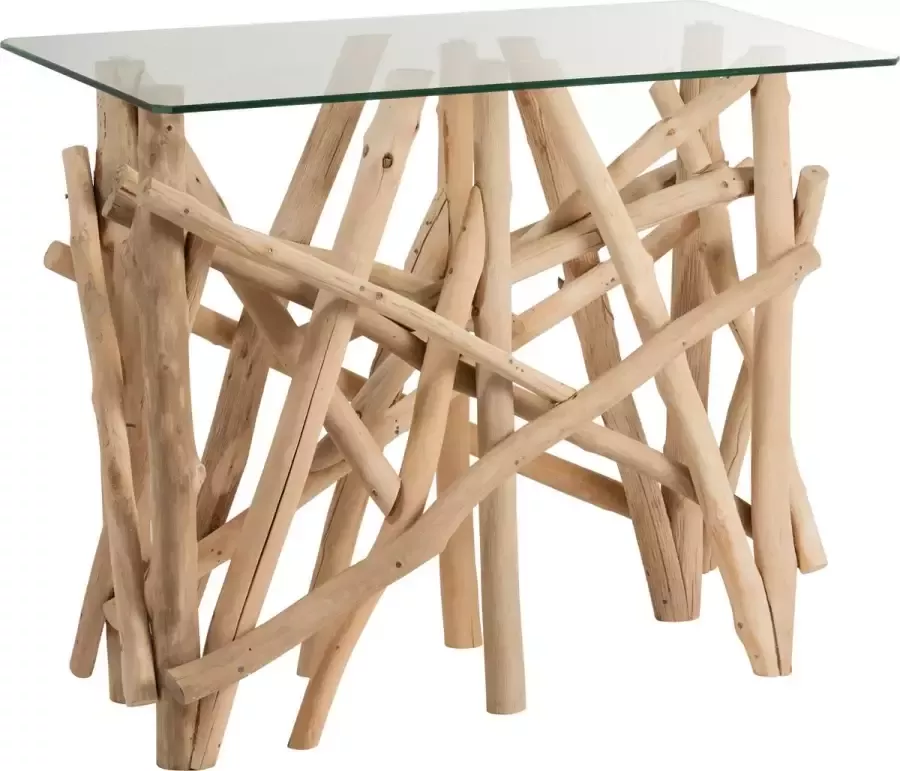 J-Line Console Rechthoek Takken Hout|Glas Naturel