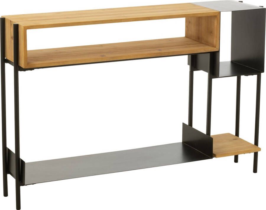 J-Line Console Tina Hout Ijzer Zwart Naturel