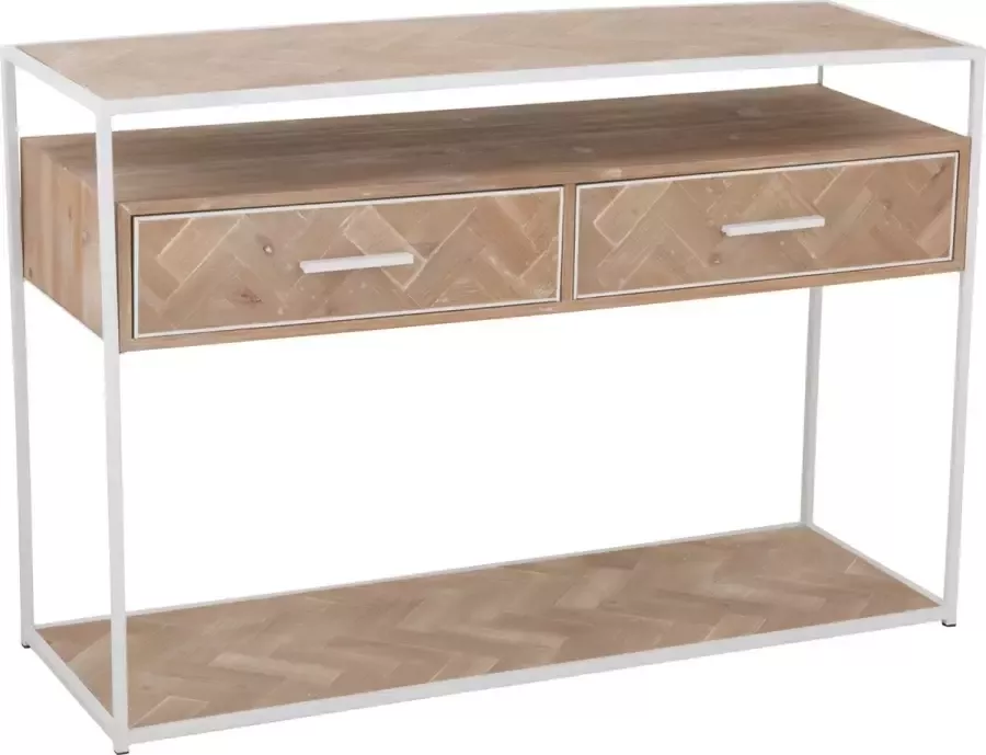 J-Line console Zigzag 2 Lades hout metaal naturel wit