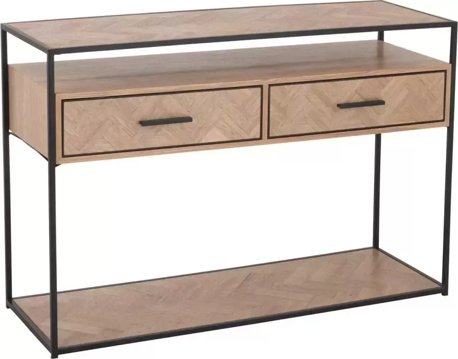 J-Line Console Zigzag 2 Lades Hout|Metaal Naturel|Zwart