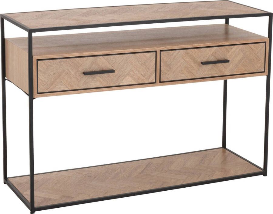 J-Line Console Zigzag 2 Lades Hout metaal Naturel zwart 120x40x80cm