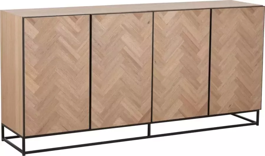 J-Line Dressoir 4 Deuren Zigzag Hout|Metaal Naturel|Zwart - Foto 2