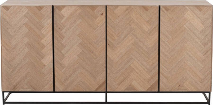 J-Line Dressoir 4 Deuren Zigzag Hout|Metaal Naturel|Zwart