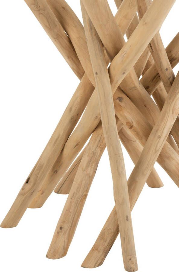 J-Line Eettafel takken rond teak hout naturel glas