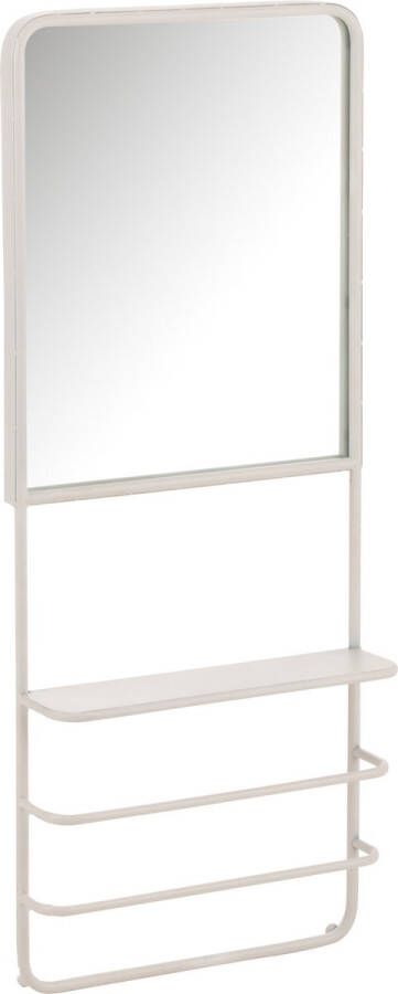 J-Line wanddecoratie Spiegel metaal glas wit