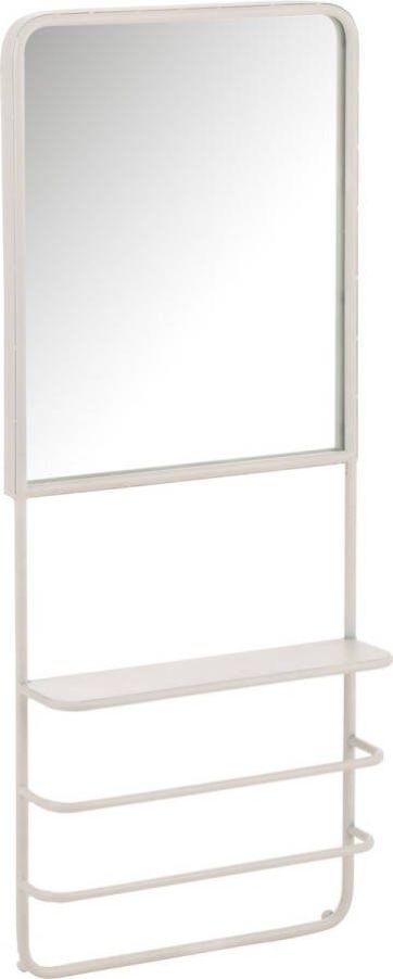 J-Line wanddecoratie Spiegel metaal glas wit