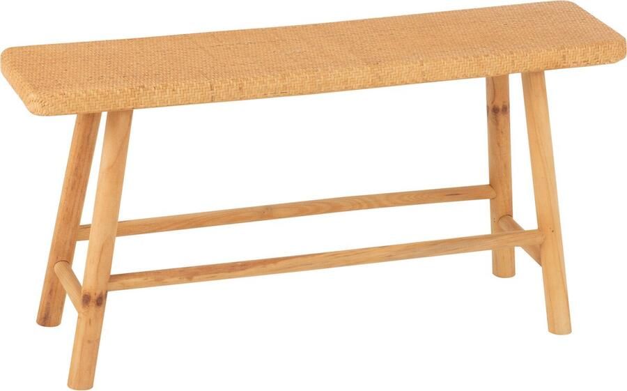 J-Line bank Rechthoekig jute sparhout naturel