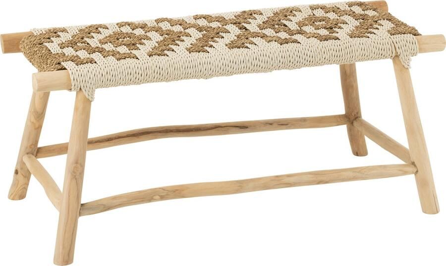 J-Line Bank Waverly Teak Hout Zeegras Naturel Wit