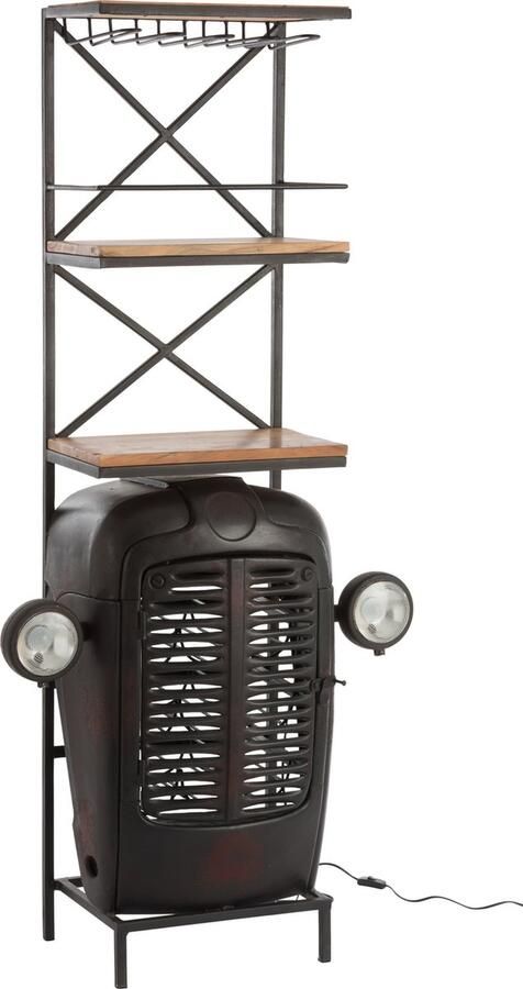 J-Line Bar Tractor Voorkant Metaal hout Zwart naturel 87x37x181cm