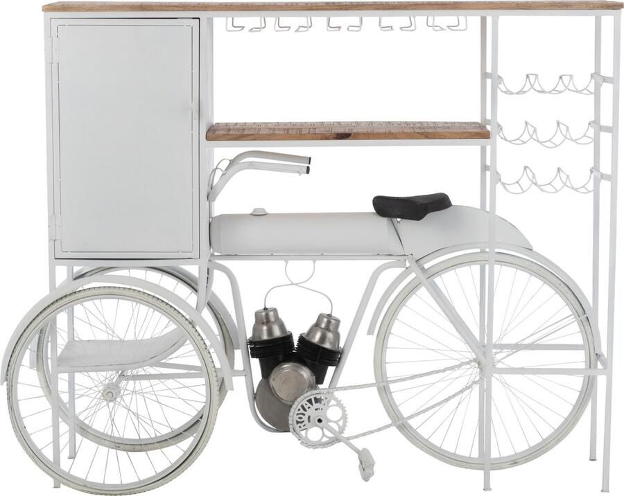 J-Line Bar Fiets Metaal Mango Hout Wit Naturel