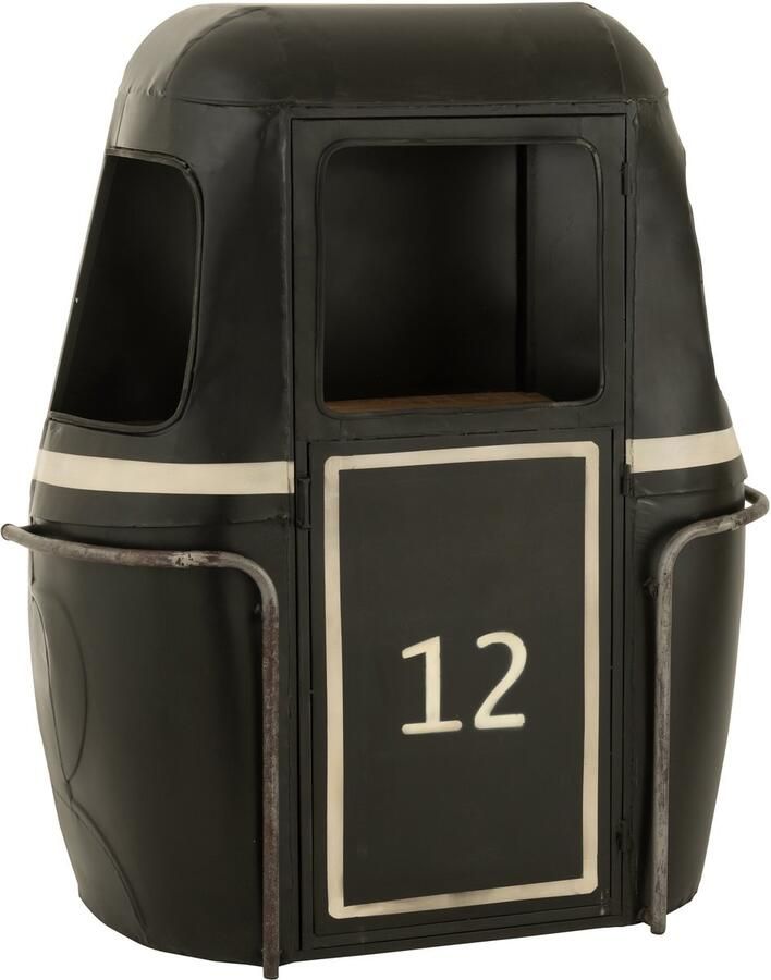 J-Line Barkast Kabelwagen Ijzer Mangohout Zwart Wit