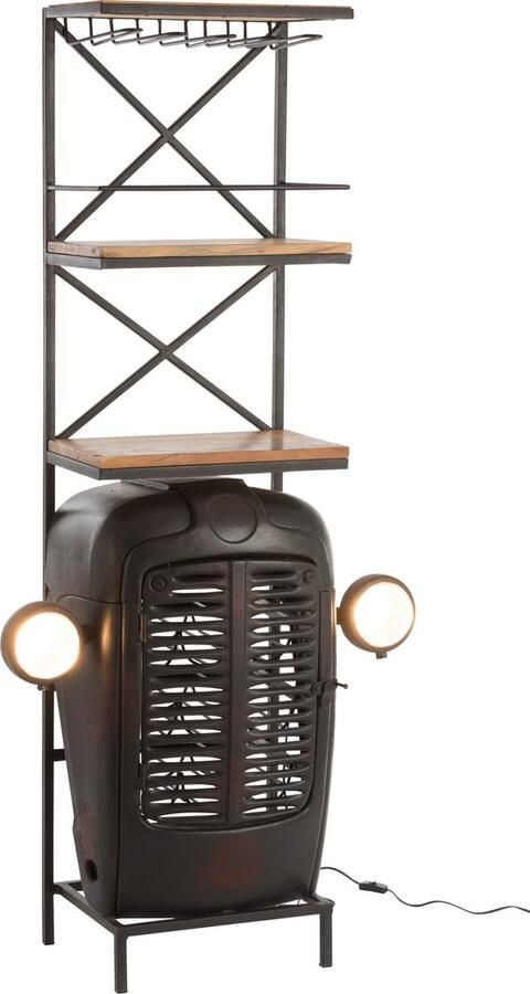 J-Line barkast Tractor Voorkant metaal hout zwart naturel