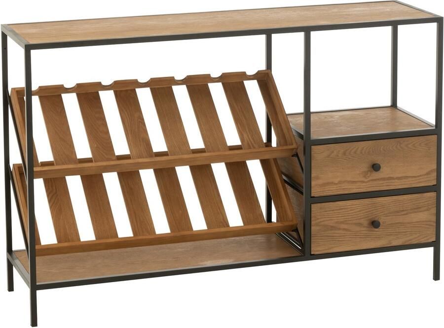 J-Line barkast Wine Fineer hout naturel zwart small