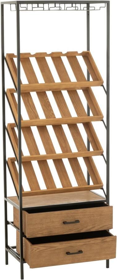 J-Line Barkast Wine Fineer Naturel Zwart Large