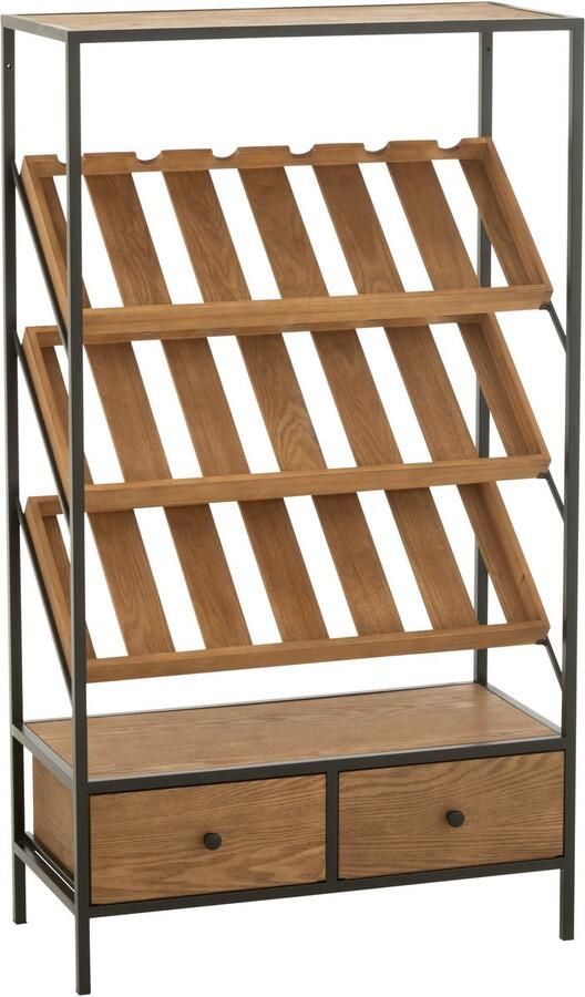 J-Line Barkast Wine Fineer Naturel Zwart Medium