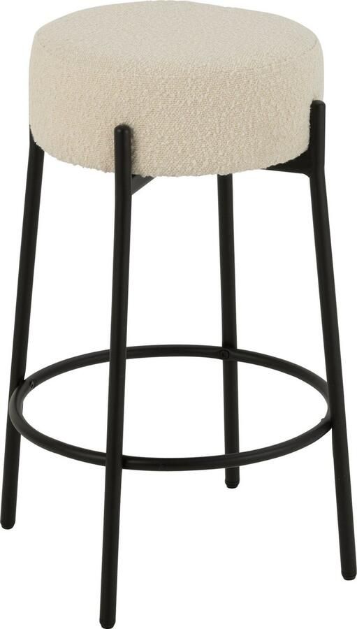 J-Line barkruk Bouclé multiplex polyester wit zwart