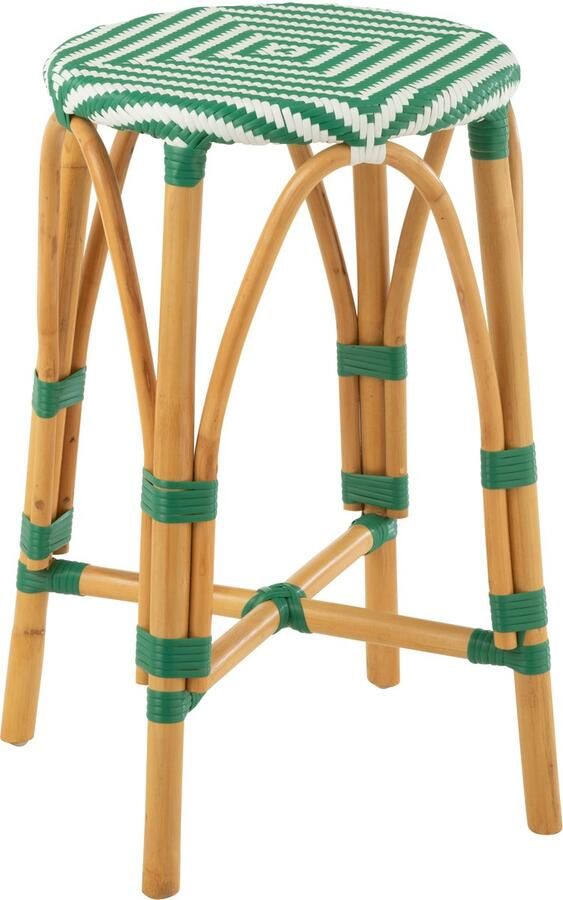 J-Line Barkruk Live Rattan Kunststof Naturel Groen