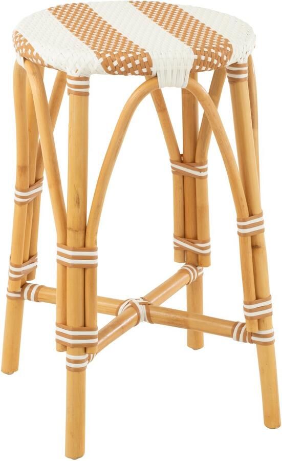 J-Line Barkruk Live Rattan Kunststof Naturel Wit